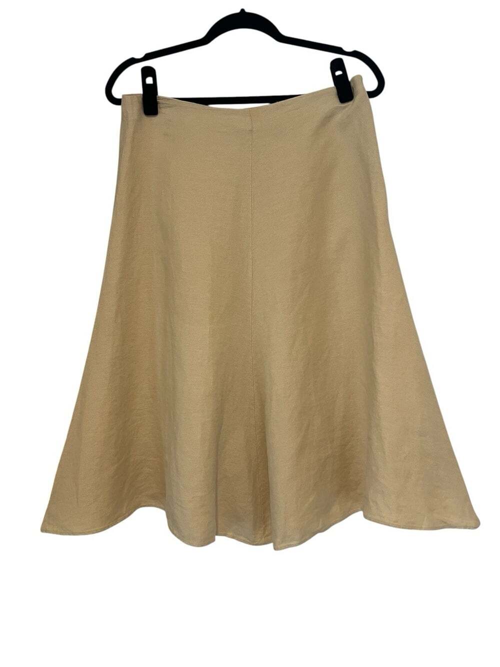 Banana Republic 100% Linen Tan A-Line Coastal Cottage Core Boho Midi Skirt-4